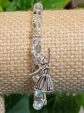Crystal Bead Bracelet with Ballerina Charm